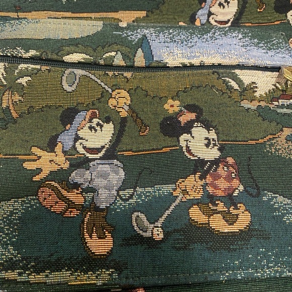 Disney Vintage Mickey Mouse Minnie Mouse Pluto Green Golf Tote - Picture 2 of 6